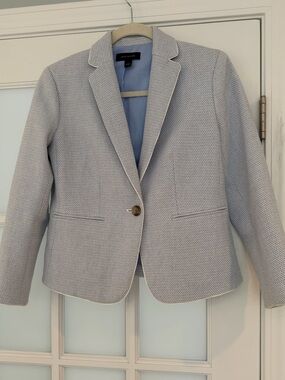 Ann Taylor Pale Blue Textured One-Button Blazer